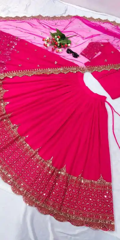 ZF 204 Pink Color Faux Georgette Heavy Embroidery Sequence Work Lehenga Choli Wedding, Party, Events Etc. Expected Delivery 4-6 Working Days 1899/- | Creative Lehenga, Bollywood Lehenga, Designer Lehenga, Embroidered Lehenga, Lehenga, Party Wear Lehenga
