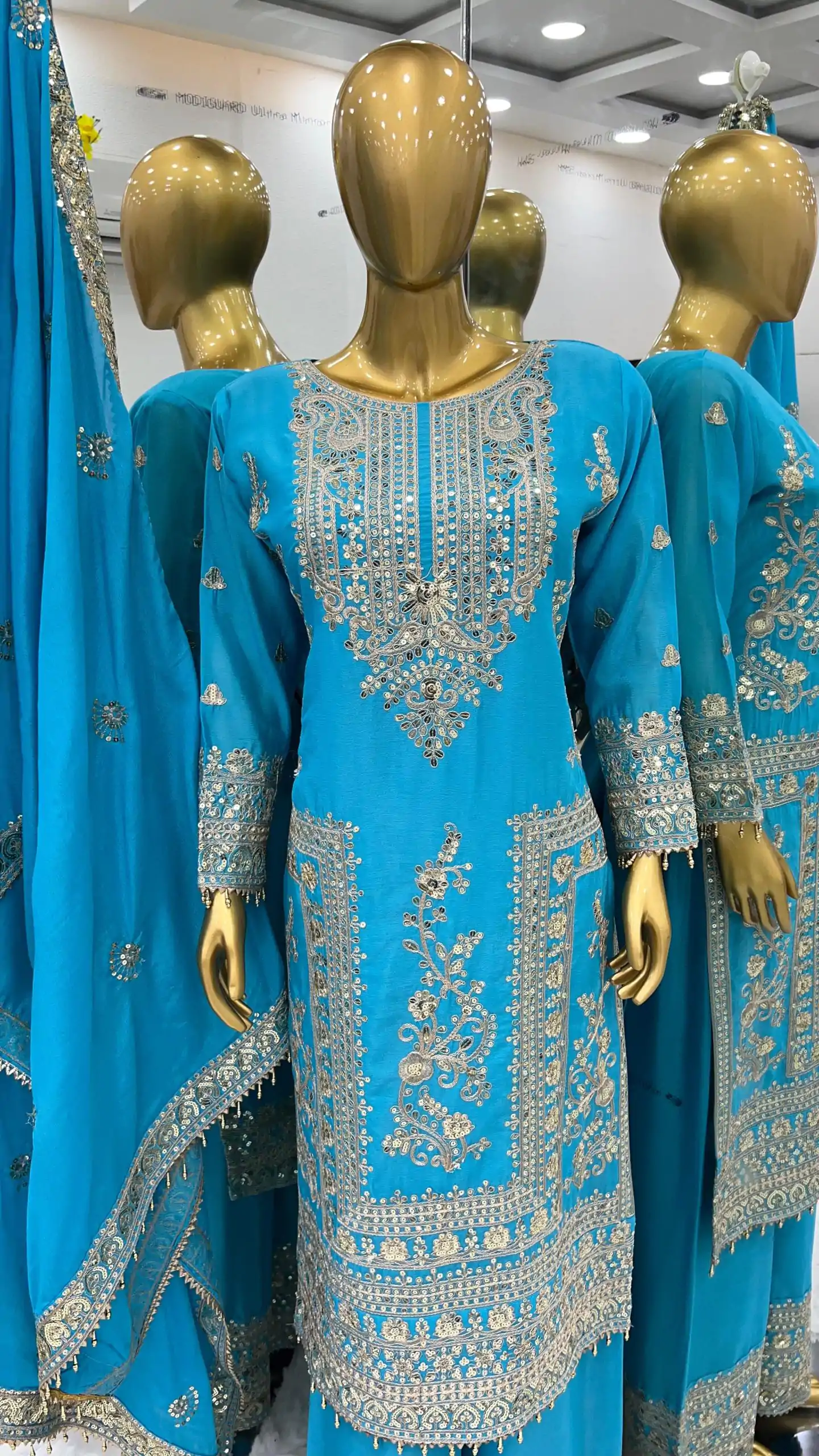 SRK 5146 Sky Blue Color Pure Chinnon Silk Embroidery Coding Dori Salwar Suit Wedding, Party, Festive, Events Expected Delivery 4-6 Working Days @ 2199/- | Casual Suits, Jump Suits, Creative suits, Designer Suits, Palazzo Suits, Party Wear Suits, Patiala Suits, Salwar suit, Straight Suits