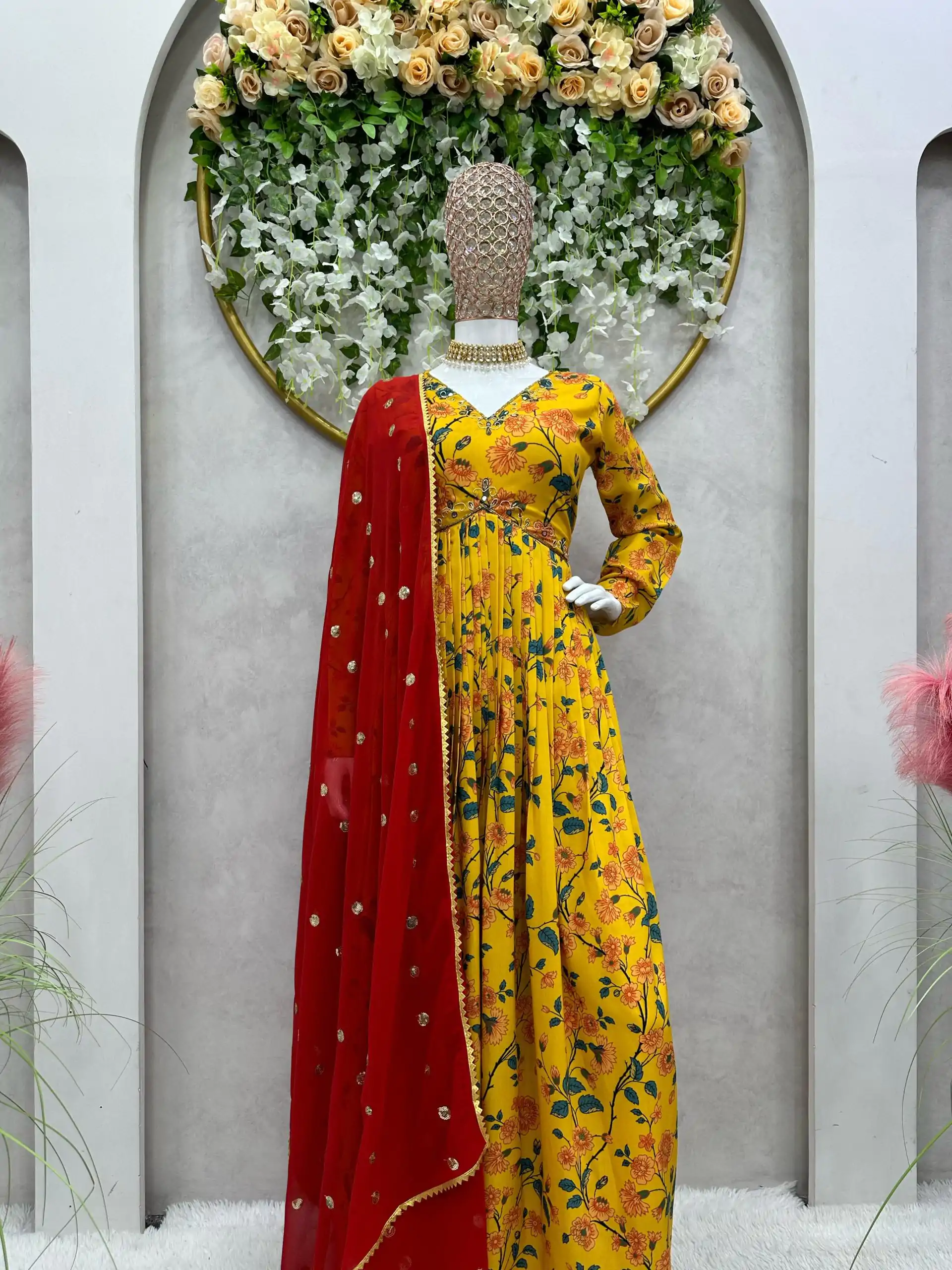 KD 1398 Yellow Color Muslin Digital Print With Hand Work Salwar Suit Casual, Party, Festive, Events Wedding Etc.  Expected Delivery 4-6 Working Days @2049/- | Casual Suits, Creative suits, Designer Suits, Palazzo Suits, Party Wear Suits, Salwar suit, Straight Suits