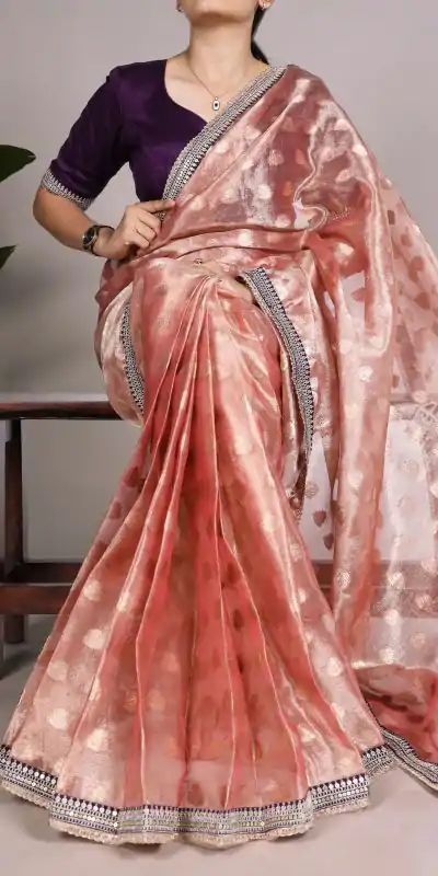 YNF 7113 Onion Color Banarasi Tissue Silk Zari Weaving Work Saree Casual Party Wear, Wedding, Events Etc. Expected Delivery 4-6 Working Days @1699 | Embroidered Sarees, Bollywood Sarees, Creative Sarees, Designer Sarees, Ethnic Saree, Modern Digital sarees, Party Wear Sarees, Sarees