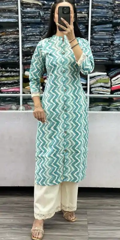 MJF 628 Blue Color Cameric Cotton Wid Stitch Button Kurti  Wedding, Party, Festive, Events Etc. Expected 4-6 Working Days @1399/- | Bollywood Kurti, Creative Kurtis, Designer Kurti, Kurti, Party Wear Kurti, Selfie Kurti, Straight Suits