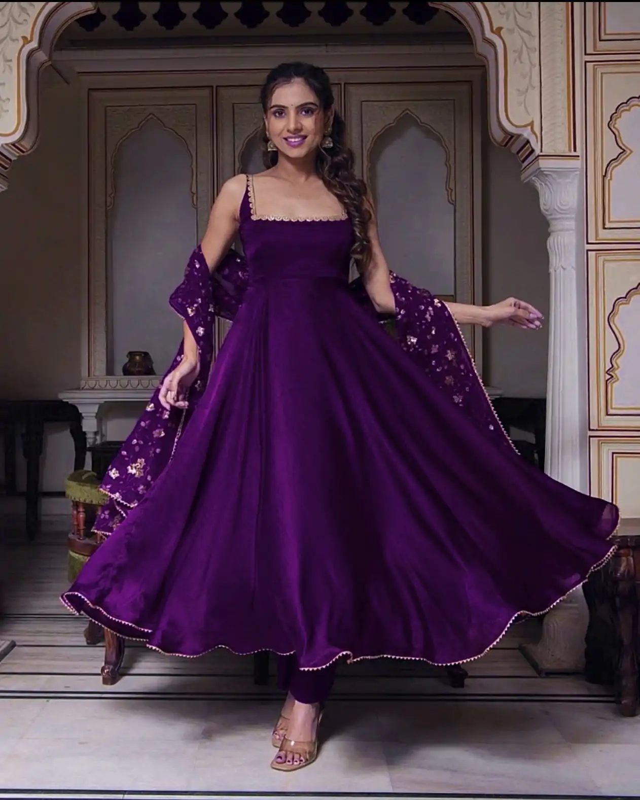 SRK 5128 Violet Color Heavy Faux Georgette With Fully Flair Salwar Suit Wedding, Party, Festive, Events Expected Delivery 4-6 Working Days @ 1899/- | Casual Suits, Jump Suits, Creative suits, Designer Suits, Palazzo Suits, Party Wear Suits, Patiala Suits, Salwar suit, Straight Suits