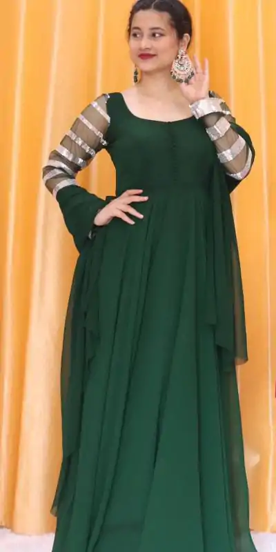 PC 381 Green color Georgette Embroidered Anarkali Suit Casual, Wedding, Party, Festive, Events . Expected Delivery  4-6 Working Days @1799/- | Anarkali Suits, Bollywood Anarkali, Creative-Anarkali, Designer Anarkali, Embroidered Anarkali, Party Wear Anarkali