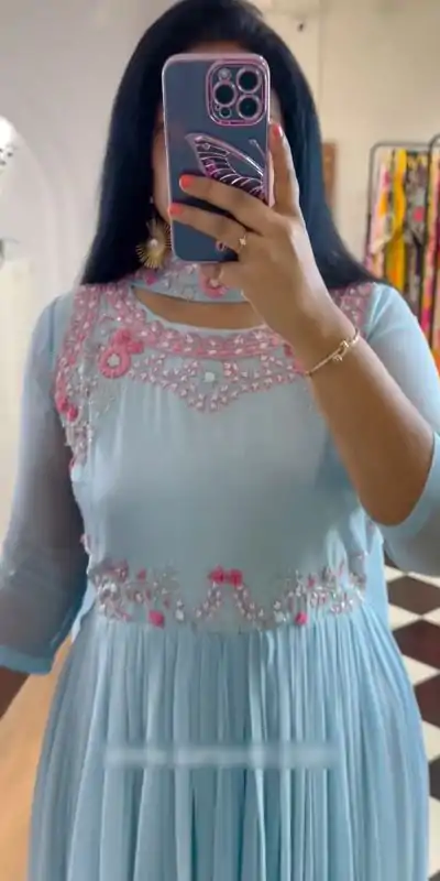 PC 369 Blue Color Fox Georgette Embroidery Sequence Work Gown Casual, Party Wear, Events, Festivals Wear Etc. Expected Delivery 4-6 Working Days @1829/- | Bollywood Gowns, Creative Gowns, Designer Gowns, Embroidered Gowns, Gowns, Party Wear Gowns