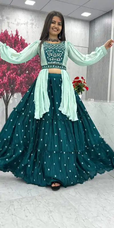 PC 419 Green Color Chinon Real Handwork Lehenga Choli Casual, Party Wear, Events, Festivals Wear Expected Delivery 4-6 Working Days @2629/- | Creative Lehenga, Bollywood Lehenga, Designer Lehenga, Embroidered Lehenga, Lehenga, Party Wear Lehenga