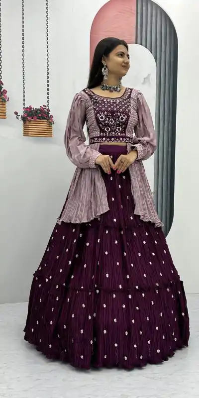 PC 419 Purple Color Chinon Real Handwork Lehenga Choli Casual, Party Wear, Events, Festivals Wear Expected Delivery 4-6 Working Days @2629/- | Creative Lehenga, Bollywood Lehenga, Designer Lehenga, Embroidered Lehenga, Lehenga, Party Wear Lehenga