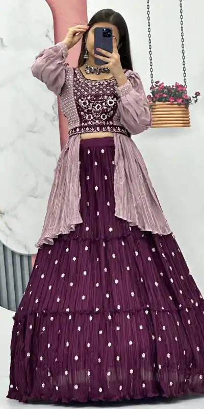 PC 419 Purple Color Chinon Real Handwork Lehenga Choli Casual, Party Wear, Events, Festivals Wear Expected Delivery 4-6 Working Days @2629/- | Creative Lehenga, Bollywood Lehenga, Designer Lehenga, Embroidered Lehenga, Lehenga, Party Wear Lehenga