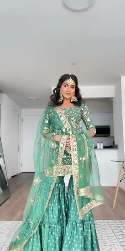 KD 1351 Green Color Satin Thread Sequence Digital Print Salwar Suit Casual, Party, Wedding, Festive, Events Etc.  Expected Delivery 4-6 Working Days @2099/- | Casual Suits, Creative suits, Designer Suits, Palazzo Suits, Party Wear Suits, Patiala Suits, Salwar suit, Straight Suits