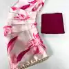 Nice Light Pink Color Satin Silk Floral Printed Lace Border Saree