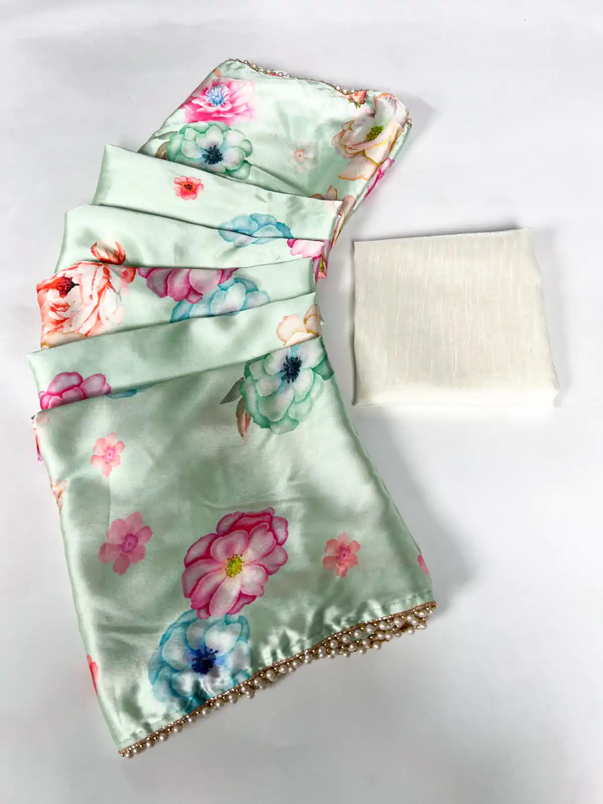 YNF 7028 Pista Color Satin Silk Floral Printed Lace Border Work Saree Casual Party Wear, Wedding, Events Etc. Expected Delivery 4-6 Working Days @1599/- | Embroidered Sarees, Bollywood Sarees, Creative Sarees, Designer Sarees, Ethnic Saree, Modern Digital sarees, Party Wear Sarees, Sarees