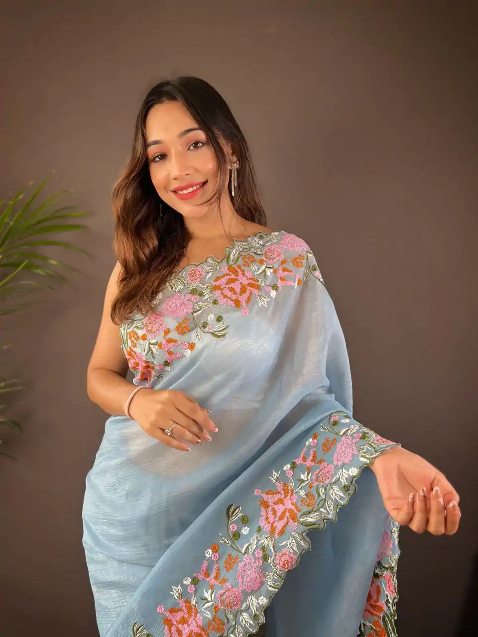 BT 3117 Light Blue Color Soft Glossy Silk Embroidery Saree Casual, Party Wear, Traditional Wear, Wedding Wear, Events Etc.@1999/- | Bollywood Sarees, Creative Sarees, Designer Sarees, Ethnic Saree, Modern Digital sarees, Party Wear Sarees, Sarees