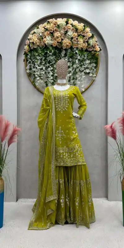 RTC 5723 Mehndi Color Georgette Thread Sequence Salwar Suit Wedding, Party, Festive, Events Etc. Expected Delivery 4-6 Working Days @2549/- | Casual Suits, Jump Suits, Creative suits, Designer Suits, Palazzo Suits, Party Wear Suits, Patiala Suits, Salwar suit, Straight Suits