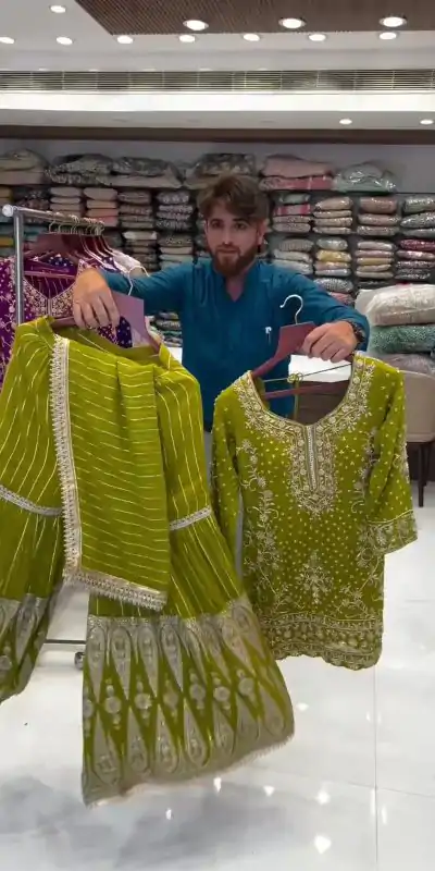 RTC 5723 Mehndi Color Georgette Thread Sequence Salwar Suit Wedding, Party, Festive, Events Etc. Expected Delivery 4-6 Working Days @2549/- | Casual Suits, Jump Suits, Creative suits, Designer Suits, Palazzo Suits, Party Wear Suits, Patiala Suits, Salwar suit, Straight Suits