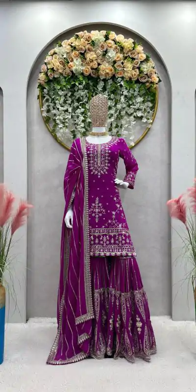 RTC 5723 Purple Color Georgette Thread Sequence Salwar Suit Wedding, Party, Festive, Events Etc. Expected Delivery 4-6 Working Days @2549/- | Casual Suits, Jump Suits, Creative suits, Designer Suits, Palazzo Suits, Party Wear Suits, Patiala Suits, Salwar suit, Straight Suits
