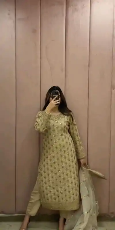 ZSR 3064 Golden Color Georgette Thread Georgette Salwar Suit Casual, Wedding, Festive, Events Expected Delivery 4-6 Working Days @2099/- | Casual Suits, Jump Suits, Creative suits, Designer Suits, Palazzo Suits, Party Wear Suits, Patiala Suits, Salwar suit, Straight Suits