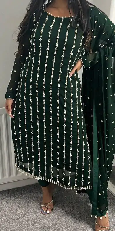 RTC 5731 Green Color Georgette Thread Rivet Moti Salwar Suit Casual, Wedding, Party, Festive, Events. Expected Delivery 4-6 Working Days @2449/- | Bollywood Kurti, Creative Kurtis, Designer Kurti, Kurti, Party Wear Kurti, Selfie Kurti