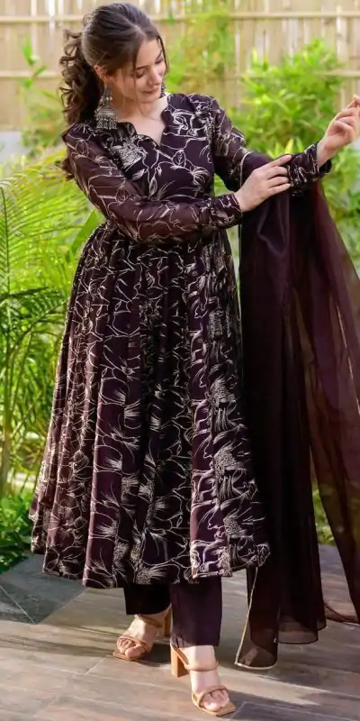 RTC 5529 Coffee Color Georgette Digital Printed Salwar Suit Wedding, Party, Festive, Events Etc. Expected Delivery 4-6 Working Days @1499/- | Casual Suits, Jump Suits, Creative suits, Designer Suits, Palazzo Suits, Party Wear Suits, Patiala Suits, Salwar suit, Straight Suits