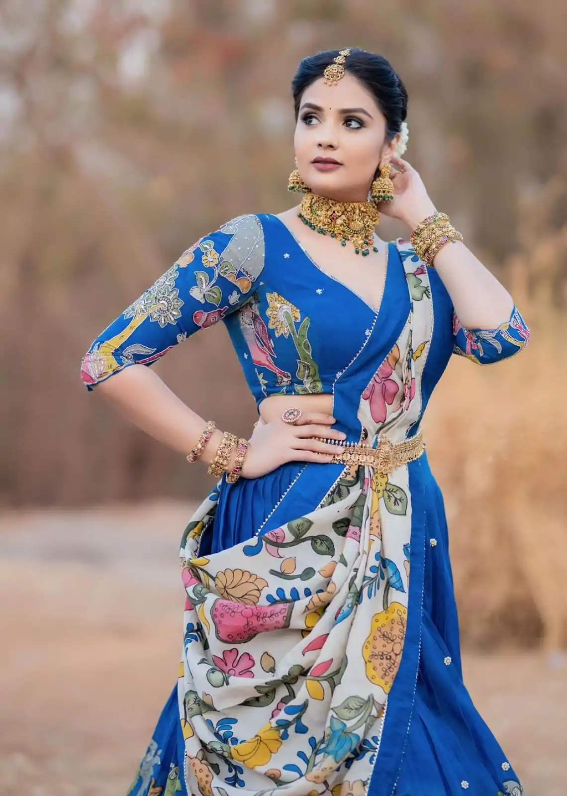 PC 357 Blue  Color Chant Crepe Kalamkari Printed Lehenga Choli Casual, Party Wear, Events, Festivals Wear Expected Delivery 4-6 Working Days @2099/- | Creative Lehenga, Bollywood Lehenga, Designer Lehenga, Embroidered Lehenga, Lehenga, Party Wear Lehenga