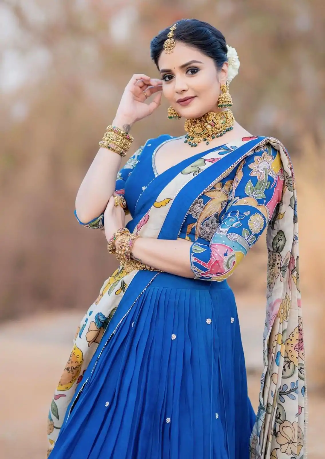 PC 357 Blue  Color Chant Crepe Kalamkari Printed Lehenga Choli Casual, Party Wear, Events, Festivals Wear Expected Delivery 4-6 Working Days @2099/- | Creative Lehenga, Bollywood Lehenga, Designer Lehenga, Embroidered Lehenga, Lehenga, Party Wear Lehenga