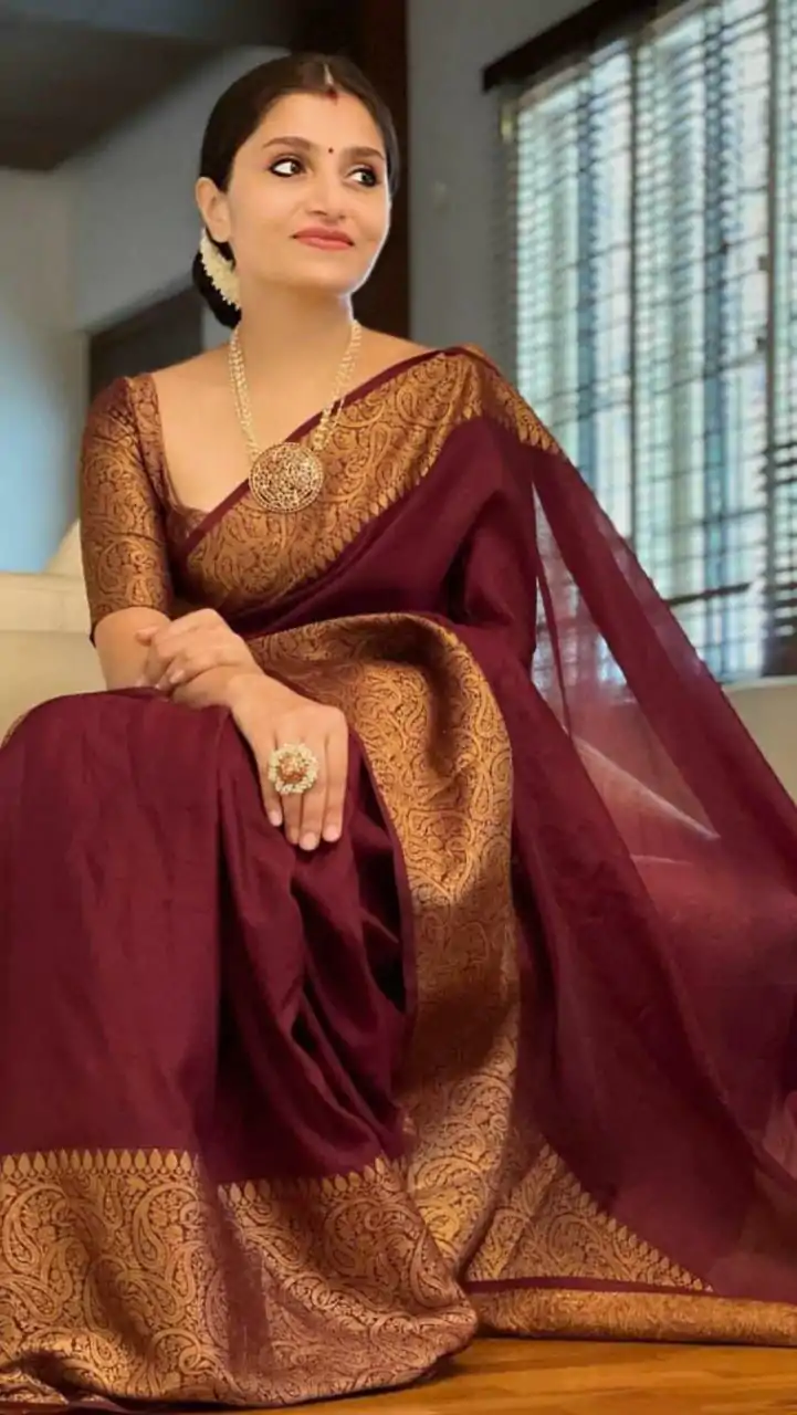 KP 3042 Maroon  Color Soft Lichi Silk Jacquard On All Over Saree Casual, Party Wear, Wedding, Events Etc. Expected Delivery 4-6 Working Days @1349/- | Embroidered Sarees, Bollywood Sarees, Creative Sarees, Designer Sarees, Ethnic Saree, Modern Digital sarees, Party Wear Sarees, Sarees