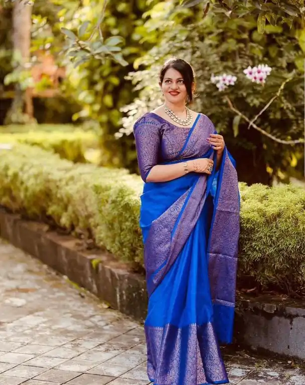 KP 3042 Royal Blue Color Soft Lichi Silk Jacquard On All Over Saree Casual, Party Wear, Wedding, Events Etc. Expected Delivery 4-6 Working Days @1349/- | Embroidered Sarees, Bollywood Sarees, Creative Sarees, Designer Sarees, Ethnic Saree, Modern Digital sarees, Party Wear Sarees, Sarees