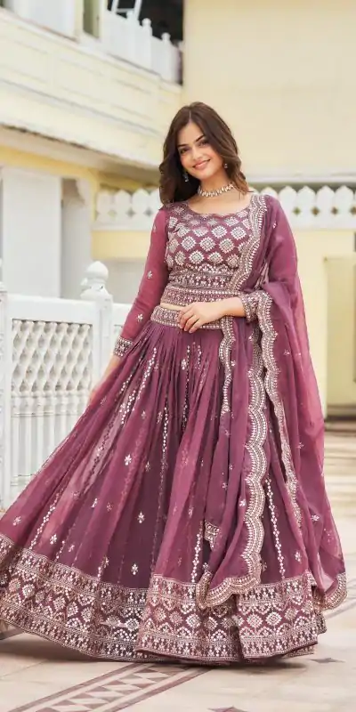 Ram 026 Purple Color Georgette Sequence Work Lehenga Choli Casual, Wedding, Festive, Events Expected Delivery 4-6 Working Days @3049/- | Creative Lehenga, Bollywood Lehenga, Designer Lehenga, Embroidered Lehenga, Lehenga, Party Wear Lehenga