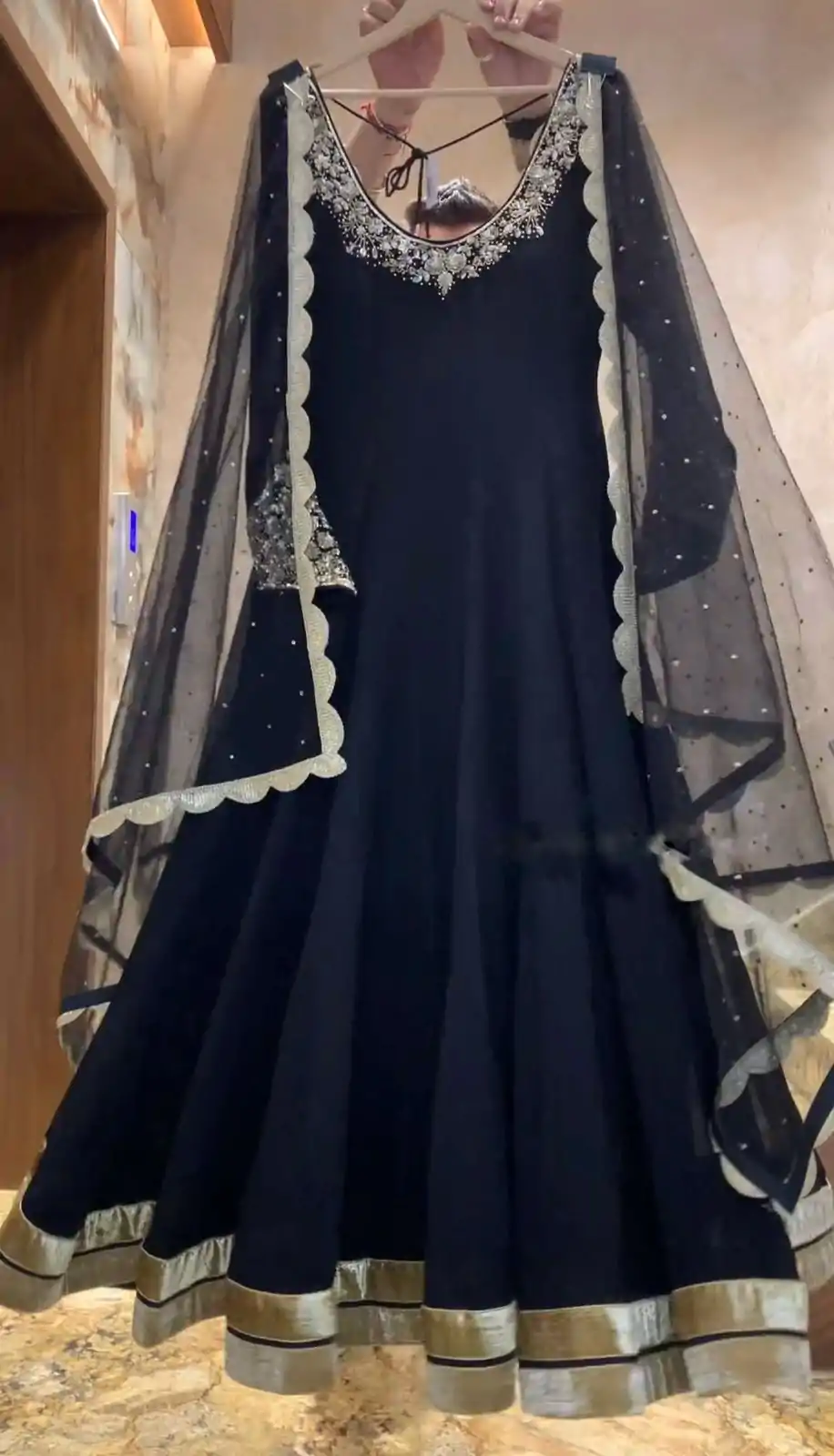ZF 388 Black Color Georgette Embroidery Anarkali Gown Casual, Wedding, Party, Festive, Events Etc. Expected Delivery 4-6 Working Days @2149/- | Anarkali Suits, Bollywood Anarkali, Creative-Anarkali, Designer Anarkali, Embroidered Anarkali