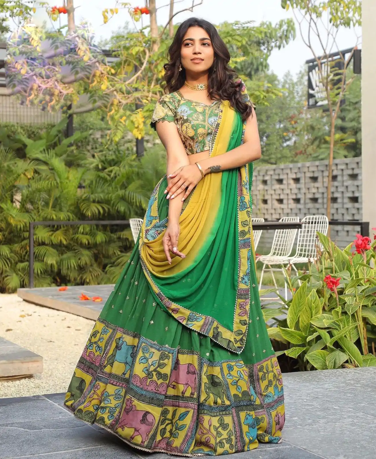 PC 319 Green Color Choline Kalamkari Digital Print Lehenga Choli Casual, Party Wear, Events, Festivals Wear Etc. Expected Delivery 4-6 Working Days @2079/- | Creative Lehenga, Bollywood Lehenga, Designer Lehenga, Embroidered Lehenga, Lehenga, Party Wear Lehenga