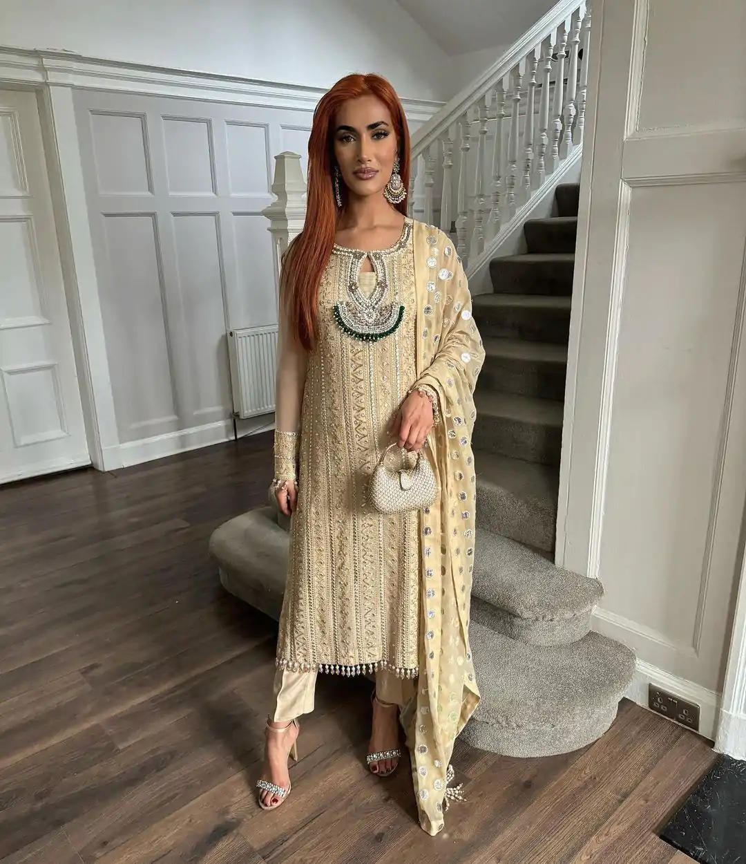 RTC 5676 Cream Color Alluring Georgette Thread Sequence Salwar Suit Casual, Wedding, Party, Festive, Events. Expected Delivery 4-6 Working Days @1699/- | Bollywood Kurti, Creative Kurtis, Designer Kurti, Kurti, Party Wear Kurti, Selfie Kurti