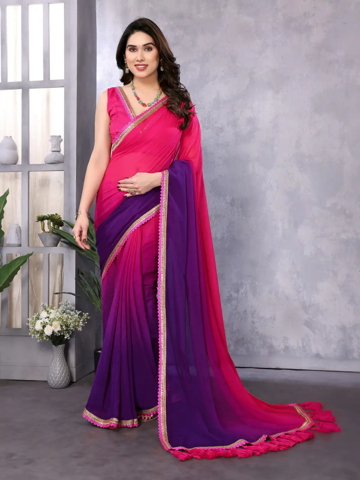 Jr Pop Magenta : Faux Peding Georgette Party, Wedding, Festive, Events Etc. 4-6 Working Days @1549/- Only | Embroidered Sarees, Bollywood Sarees, Creative Sarees, Designer Sarees, Ethnic Saree, Modern Digital sarees, Party Wear Sarees, Sarees