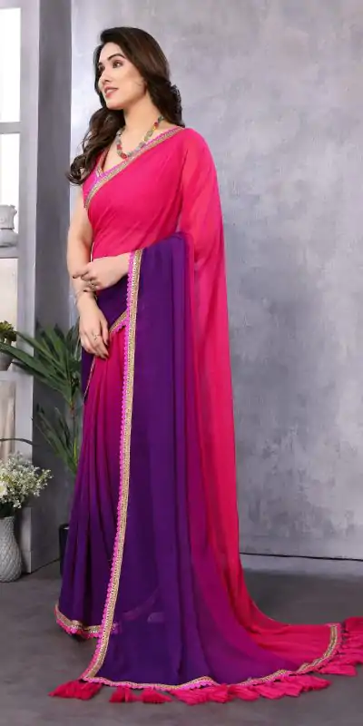 Jr Pop Magenta : Faux Peding Georgette Party, Wedding, Festive, Events Etc. 4-6 Working Days @1549/- Only | Embroidered Sarees, Bollywood Sarees, Creative Sarees, Designer Sarees, Ethnic Saree, Modern Digital sarees, Party Wear Sarees, Sarees