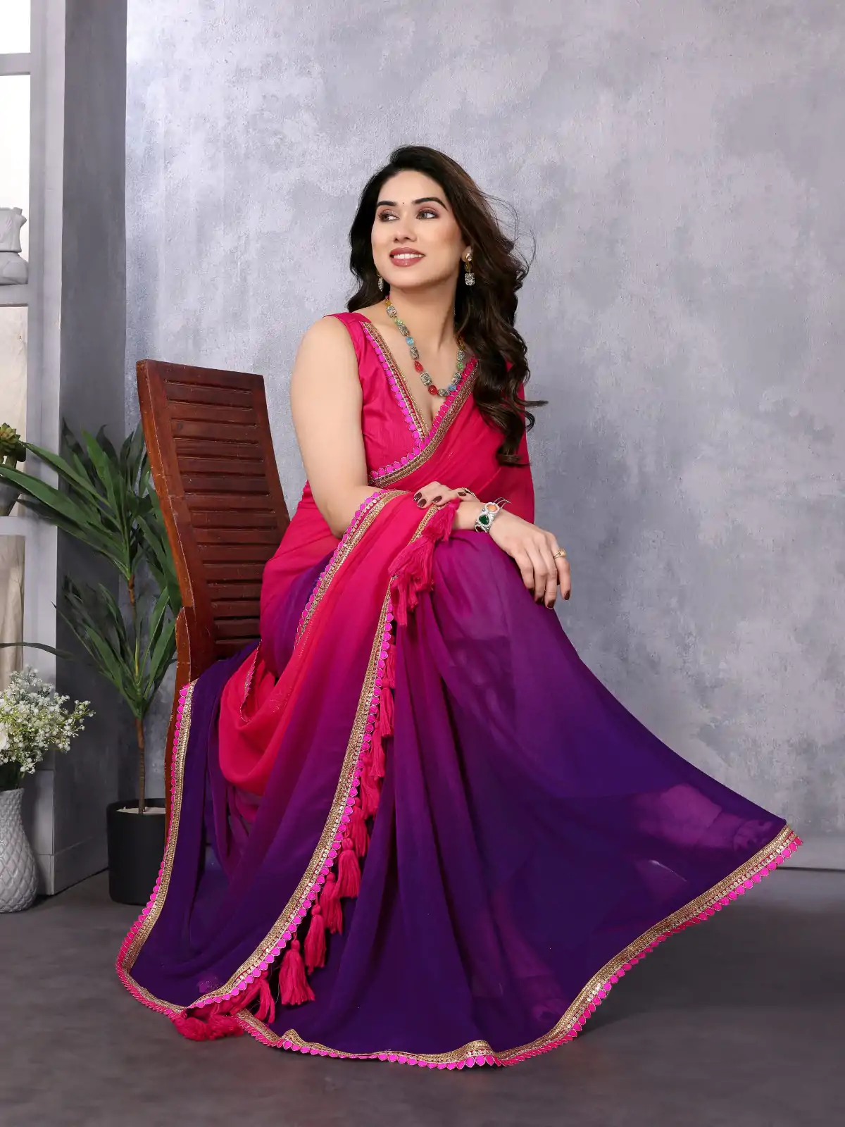 Jr Pop Magenta : Faux Peding Georgette Party, Wedding, Festive, Events Etc. 4-6 Working Days @1549/- Only | Embroidered Sarees, Bollywood Sarees, Creative Sarees, Designer Sarees, Ethnic Saree, Modern Digital sarees, Party Wear Sarees, Sarees
