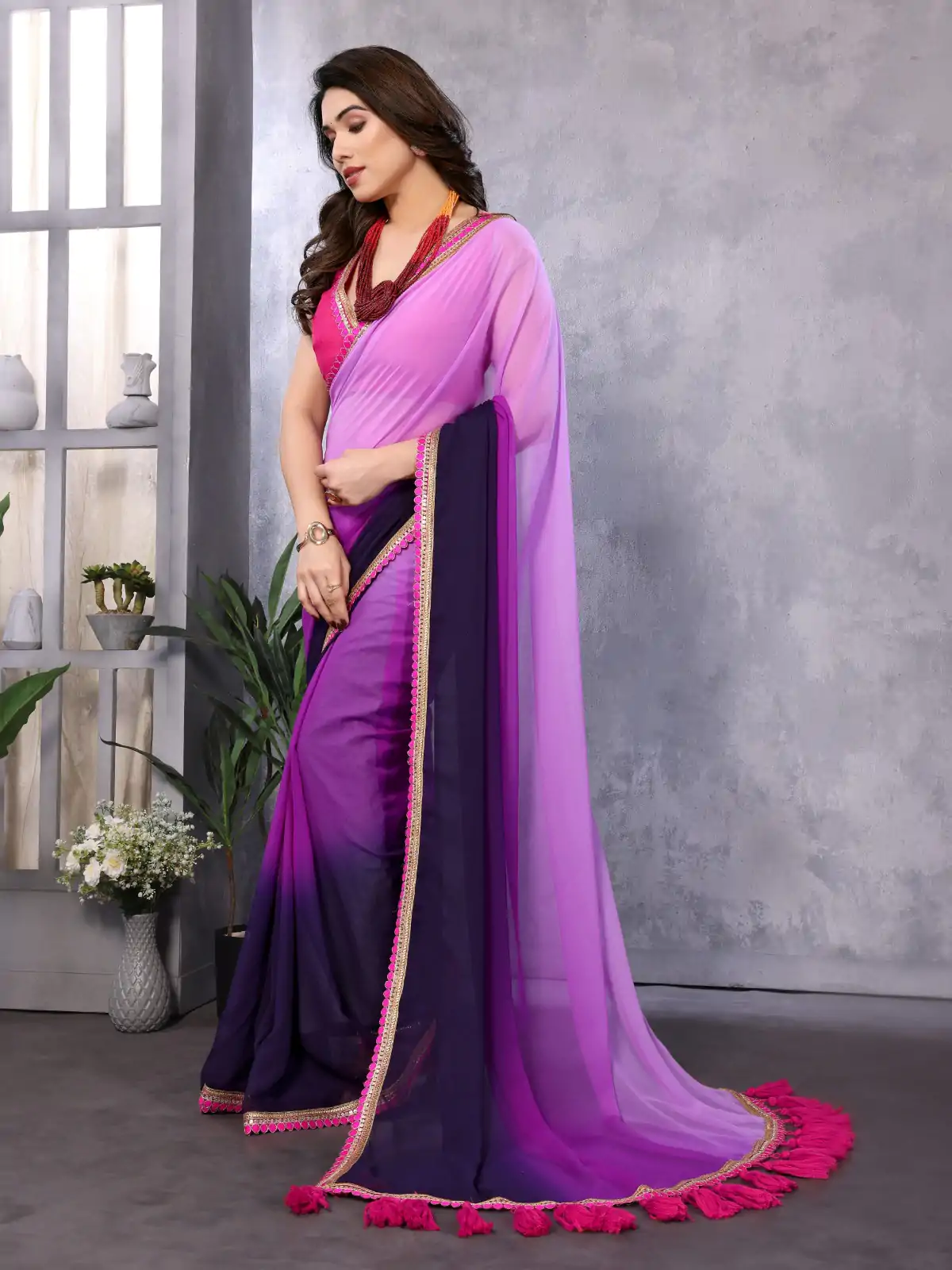 Jr Pop Purple : Faux Peding Georgette Party, Wedding, Festive, Events Etc. 4-6 Working Days @1549/- Only | Embroidered Sarees, Bollywood Sarees, Creative Sarees, Designer Sarees, Ethnic Saree, Modern Digital sarees, Party Wear Sarees, Sarees