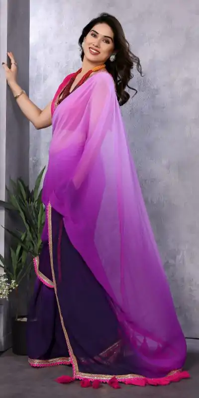 Jr Pop Purple : Faux Peding Georgette Party, Wedding, Festive, Events Etc. 4-6 Working Days @1549/- Only | Embroidered Sarees, Bollywood Sarees, Creative Sarees, Designer Sarees, Ethnic Saree, Modern Digital sarees, Party Wear Sarees, Sarees