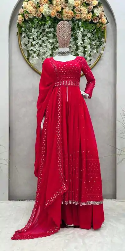 RTC 5566 Red Color Georgette Thread Sequence Salwar Suit Wedding, Party, Festive, Events Etc. Expected Delivery 4-6 Working Days @2349/- | Casual Suits, Creative suits, Designer Suits, Palazzo Suits, Party Wear Suits, Patiala Suits, Salwar suit, Straight Suits