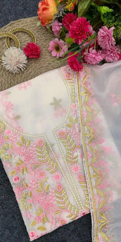 RTC 5672 White Color Classic Tabby Organza Silk Sequence Salwar Suit Casual Party, Wedding, Festive, Events. Expected Delivery 4-6 Working Days @2149 | Bollywood Kurti, Creative Kurtis, Designer Kurti, Kurti, Party Wear Kurti, Selfie Kurti