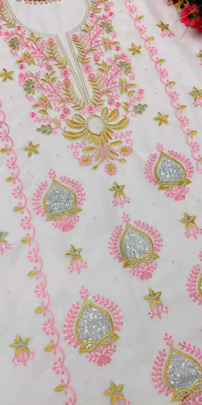 RTC 5672 White Color Classic Tabby Organza Silk Sequence Salwar Suit Casual Party, Wedding, Festive, Events. Expected Delivery 4-6 Working Days @2149 | Bollywood Kurti, Creative Kurtis, Designer Kurti, Kurti, Party Wear Kurti, Selfie Kurti