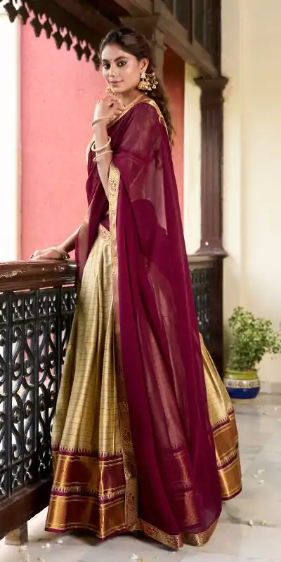 LNB 2050 Chiku Color Graceful Cotton Silk Weaving Paithani Concept Lehenga Choli Wedding, Festive, Events Expected Delivery 4-6 Working Days@2049/- Only | Creative Lehenga, Bollywood Lehenga, Designer Lehenga, Embroidered Lehenga, Lehenga, Party Wear Lehenga