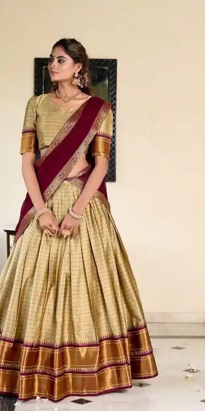 LNB 2050 Chiku Color Graceful Cotton Silk Weaving Paithani Concept Lehenga Choli Wedding, Festive, Events Expected Delivery 4-6 Working Days@2049/- Only | Creative Lehenga, Bollywood Lehenga, Designer Lehenga, Embroidered Lehenga, Lehenga, Party Wear Lehenga