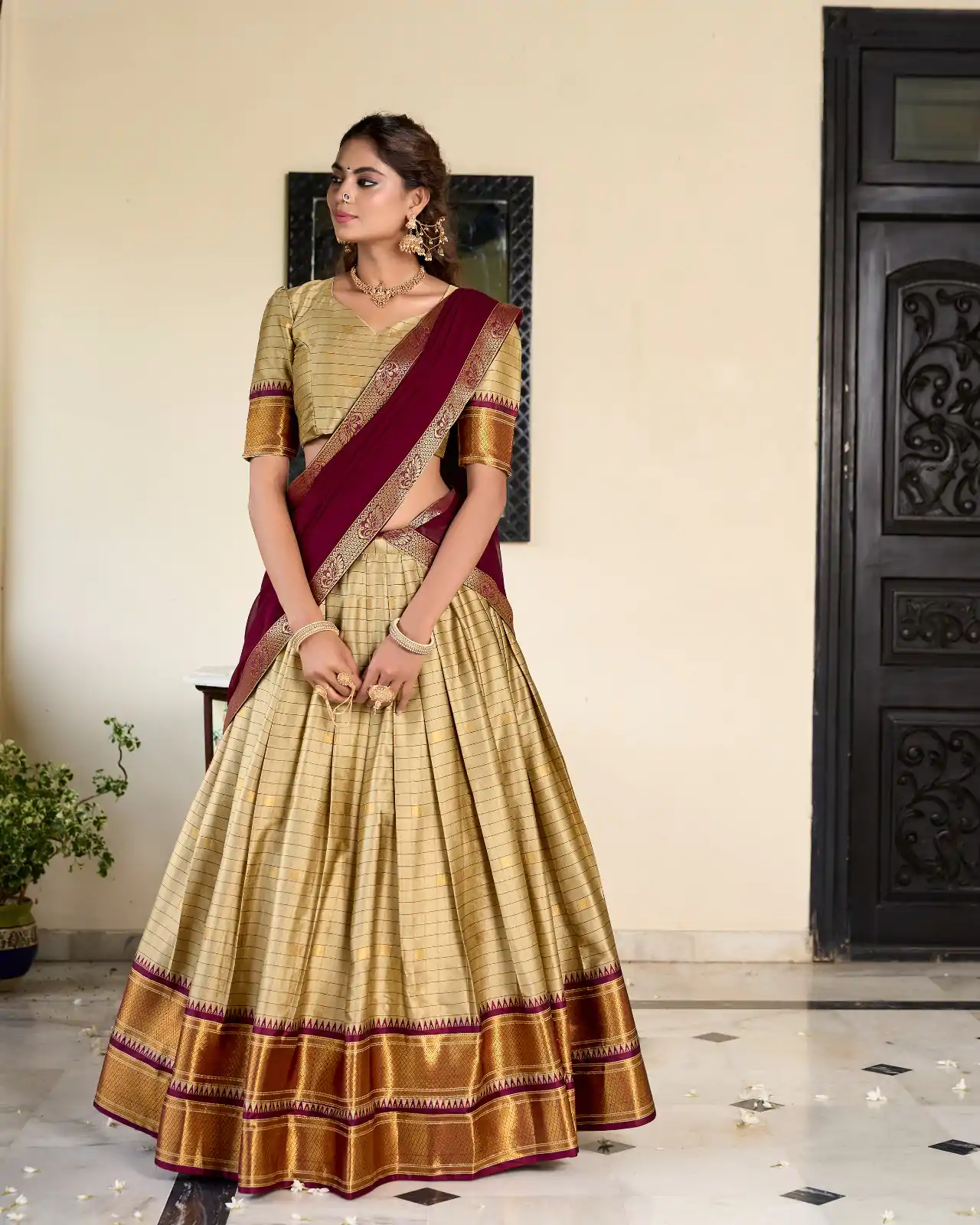 LNB 2050 Chiku Color Graceful Cotton Silk Weaving Paithani Concept Lehenga Choli Wedding, Festive, Events Expected Delivery 4-6 Working Days@2049/- Only | Creative Lehenga, Bollywood Lehenga, Designer Lehenga, Embroidered Lehenga, Lehenga, Party Wear Lehenga