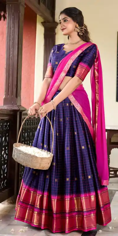 LNB 2050 Navy Blue Color Graceful Cotton Silk Weaving Paithani Concept Lehenga Choli Wedding, Festive, Events Expected Delivery 4-6 Working Days@2049/- | Creative Lehenga, Bollywood Lehenga, Designer Lehenga, Embroidered Lehenga, Lehenga, Party Wear Lehenga