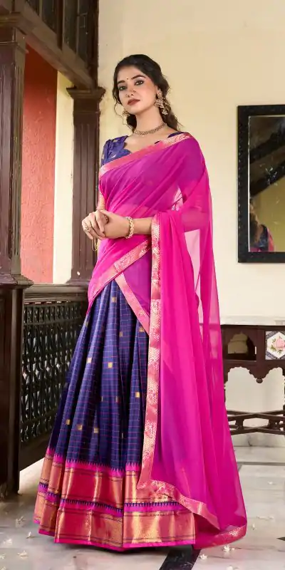 LNB 2050 Navy Blue Color Graceful Cotton Silk Weaving Paithani Concept Lehenga Choli Wedding, Festive, Events Expected Delivery 4-6 Working Days@2049/- | Creative Lehenga, Bollywood Lehenga, Designer Lehenga, Embroidered Lehenga, Lehenga, Party Wear Lehenga