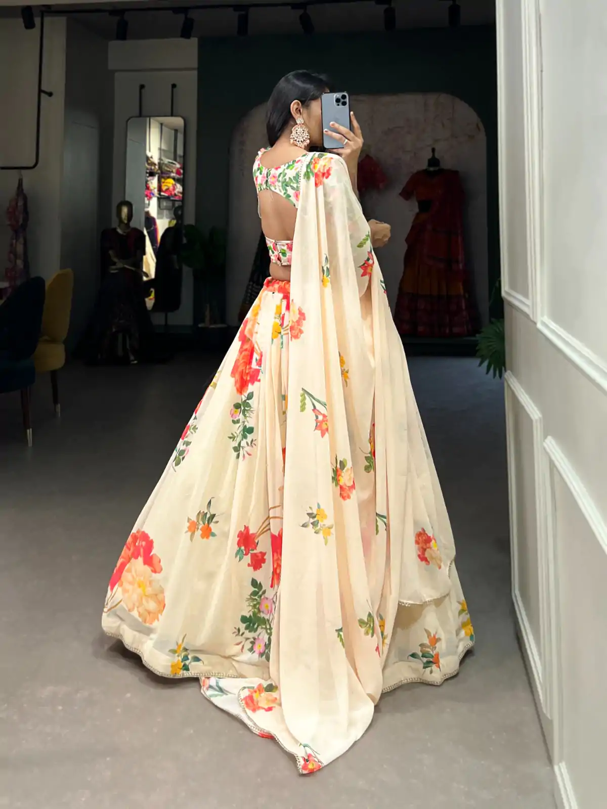 LNB 1021 Cream Color Grand Georgette Floral Printed Lehenga Choli Casual, Wedding, Festive, Events Expected Delivery 4-6 Working Days @2099/- | Creative Lehenga, Bollywood Lehenga, Designer Lehenga, Embroidered Lehenga, Lehenga, Party Wear Lehenga