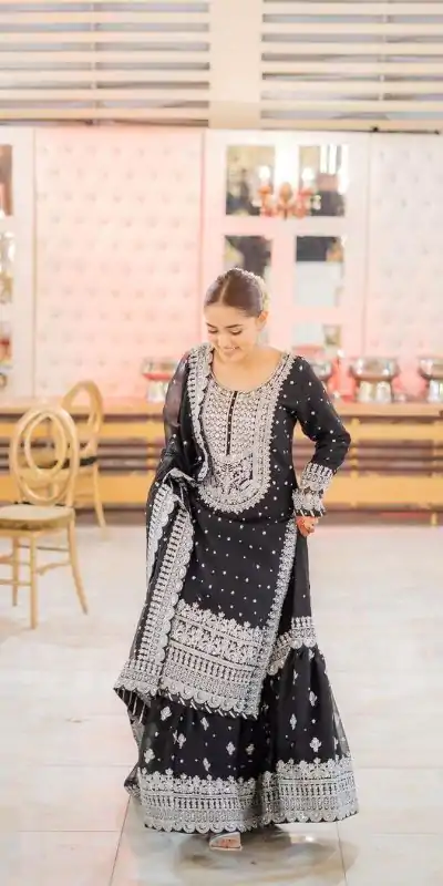 RTC 5766 Black Color Georgette Thread With Sequence Lehenga Choli Wedding, Party, Festive, Events Etc.   Expected Delivery 4-6 Working Days @2999/- | Creative Lehenga, Bollywood Lehenga, Designer Lehenga, Embroidered Lehenga, Lehenga, Party Wear Lehenga