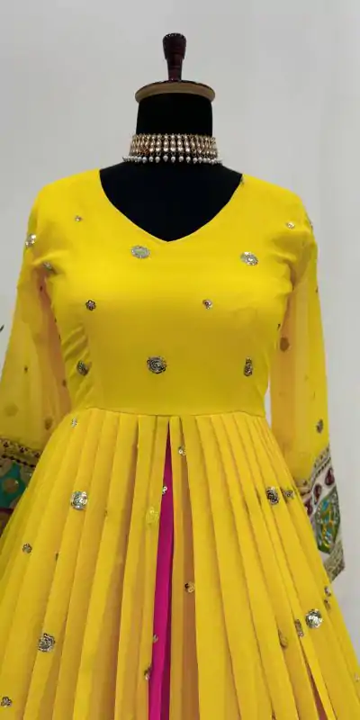 RTC 6453 Yellow Color Georgette Thread Sequence Lehenga Choli Wedding, Party, Festive, Events Etc. Expected Delivery 4-6 Working Days @2649/- | Creative Lehenga, Bollywood Lehenga, Designer Lehenga, Embroidered Lehenga, Lehenga, Party Wear Lehenga