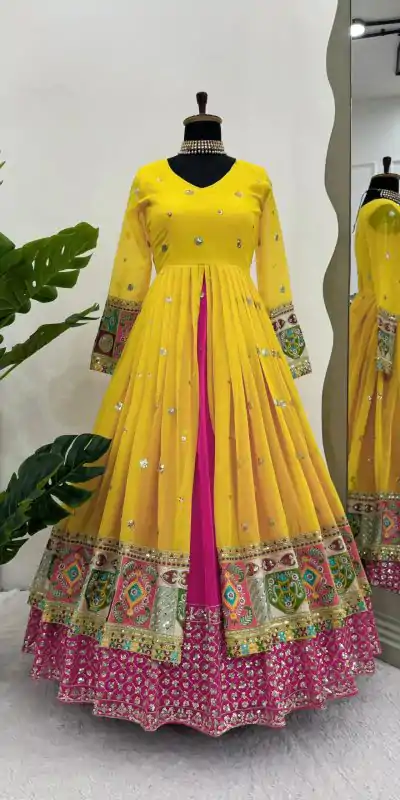 RTC 6453 Yellow Color Georgette Thread Sequence Lehenga Choli Wedding, Party, Festive, Events Etc. Expected Delivery 4-6 Working Days @2649/- | Creative Lehenga, Bollywood Lehenga, Designer Lehenga, Embroidered Lehenga, Lehenga, Party Wear Lehenga