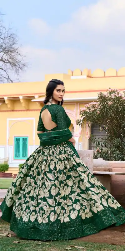 LNB 1213 Green Color Pretty Tussar Silk Floral And Foil Printed Lehenga Choli Wedding, Festive, Events Expected Delivery 4-6 Working Days@2449/- Only | Creative Lehenga, Bollywood Lehenga, Designer Lehenga, Embroidered Lehenga, Lehenga, Party Wear Lehenga