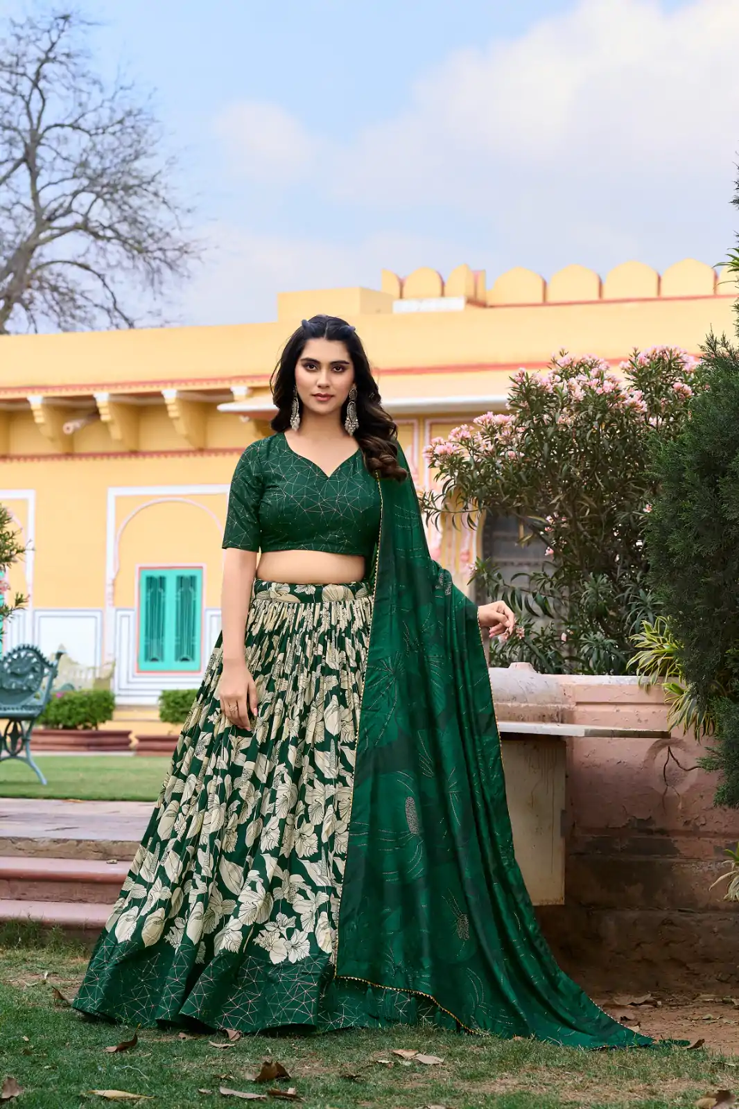 LNB 1213 Green Color Pretty Tussar Silk Floral And Foil Printed Lehenga Choli Wedding, Festive, Events Expected Delivery 4-6 Working Days@2449/- Only | Creative Lehenga, Bollywood Lehenga, Designer Lehenga, Embroidered Lehenga, Lehenga, Party Wear Lehenga