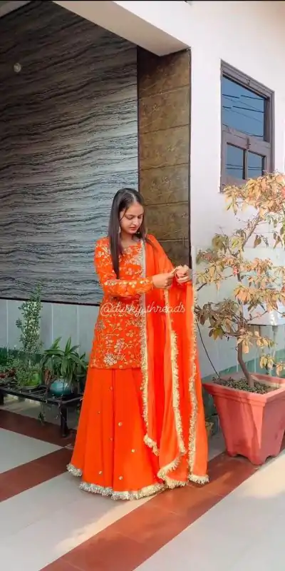 RTC 6462 Orange Color Pretty Georgette Thread Fancy Lace Lehenga Choli Wedding, Party, Festive, Events Etc.   Expected Delivery 4-6 Working Days @2099/- | Creative Lehenga, Bollywood Lehenga, Designer Lehenga, Embroidered Lehenga, Lehenga, Party Wear Lehenga