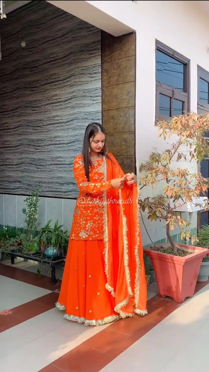 RTC 6462 Orange Color Pretty Georgette Thread Fancy Lace Lehenga Choli Wedding, Party, Festive, Events Etc.   Expected Delivery 4-6 Working Days @2099/- | Creative Lehenga, Bollywood Lehenga, Designer Lehenga, Embroidered Lehenga, Lehenga, Party Wear Lehenga